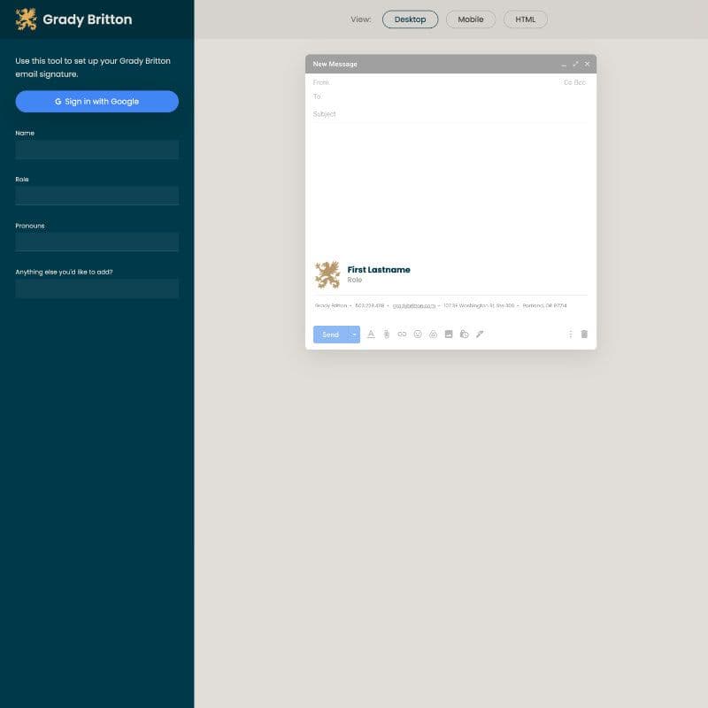 Grady Britton Email Signature Generator